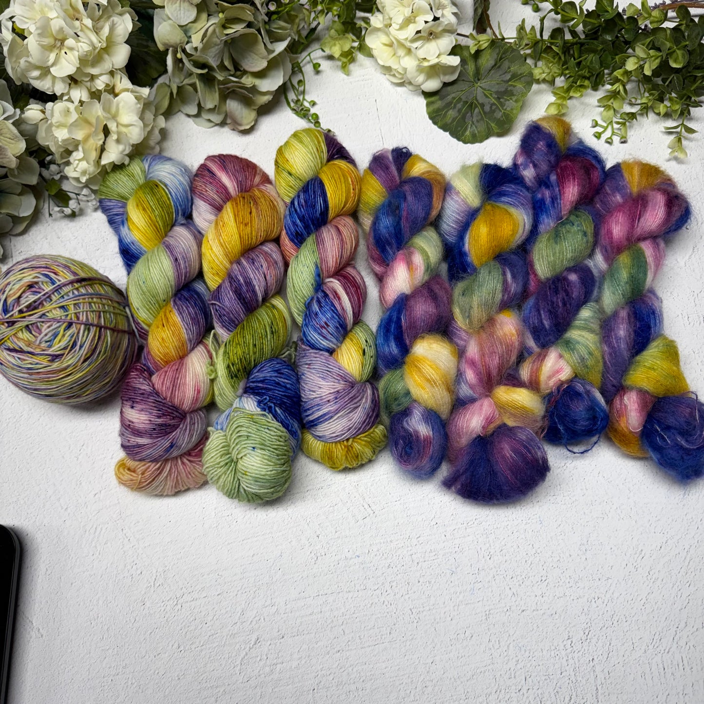 ~butterfly season first skeins 🥹 sweater quantity set of 8~ soft singles and suri silk 🌈