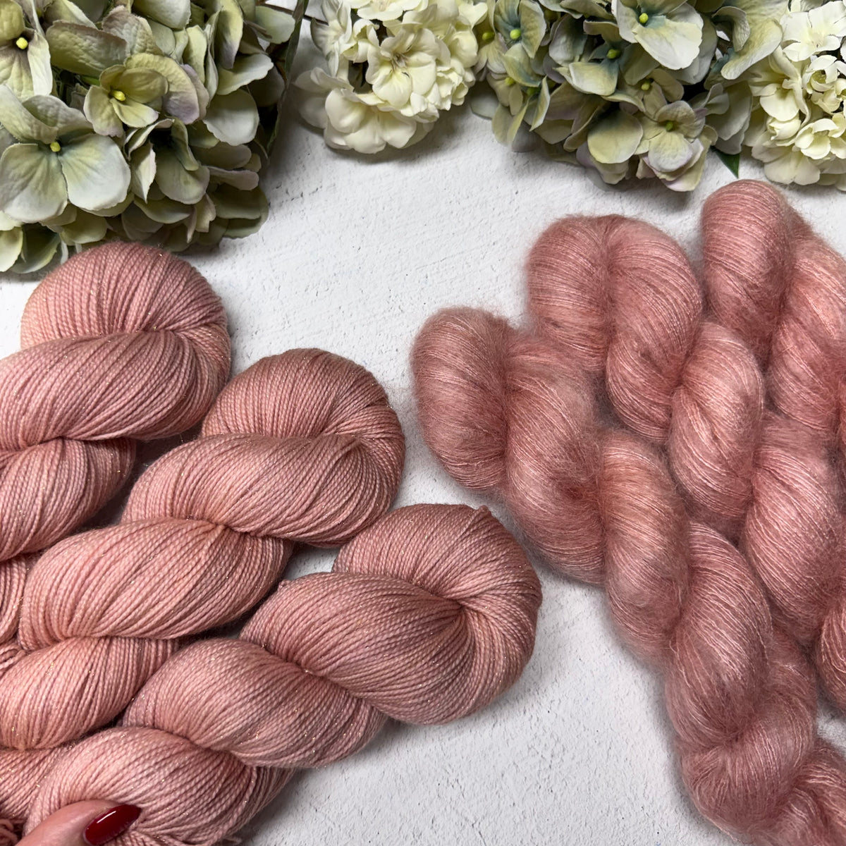 IN STOCK! BCRF FUNDRAISING! rosegold soft singles and classic mohair silk set of 6 skeins!
